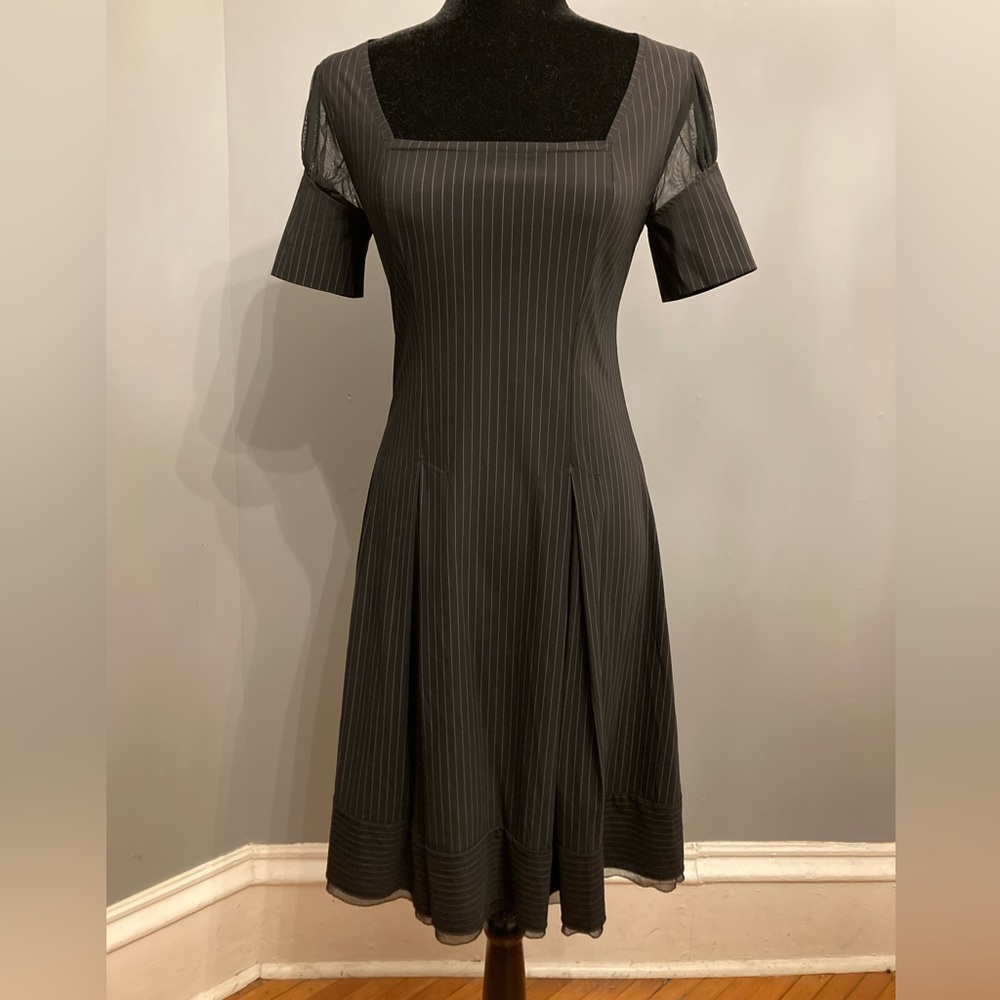 Vintage BAI AMOUR Black Pinstriped Dress From France, size S